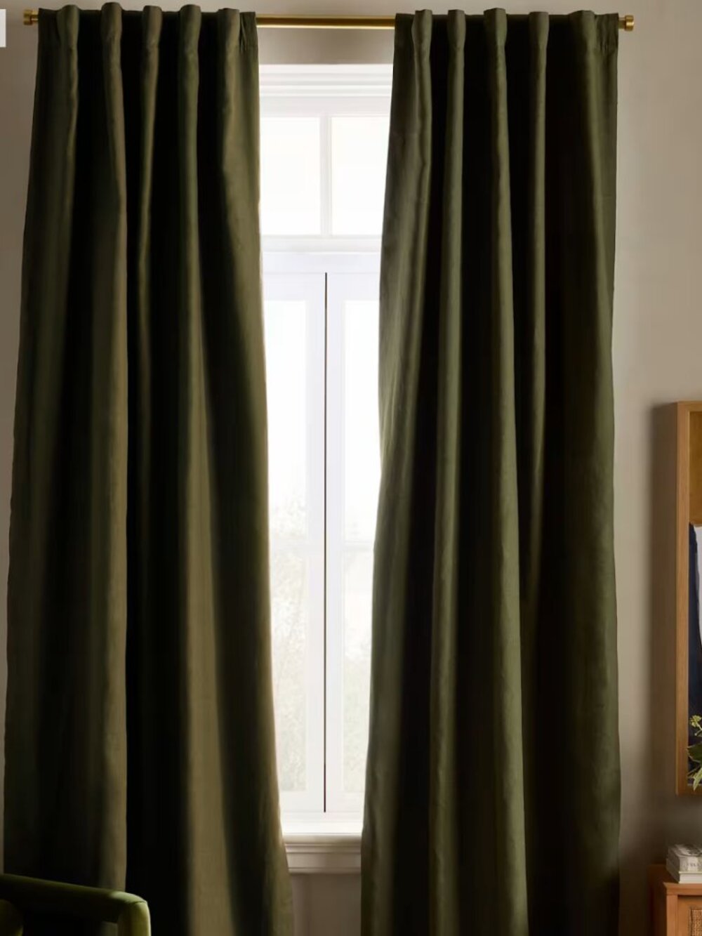Quince European Linen Room Darkening Curtain Panel Hunter Green 96x84 NWOT $144
